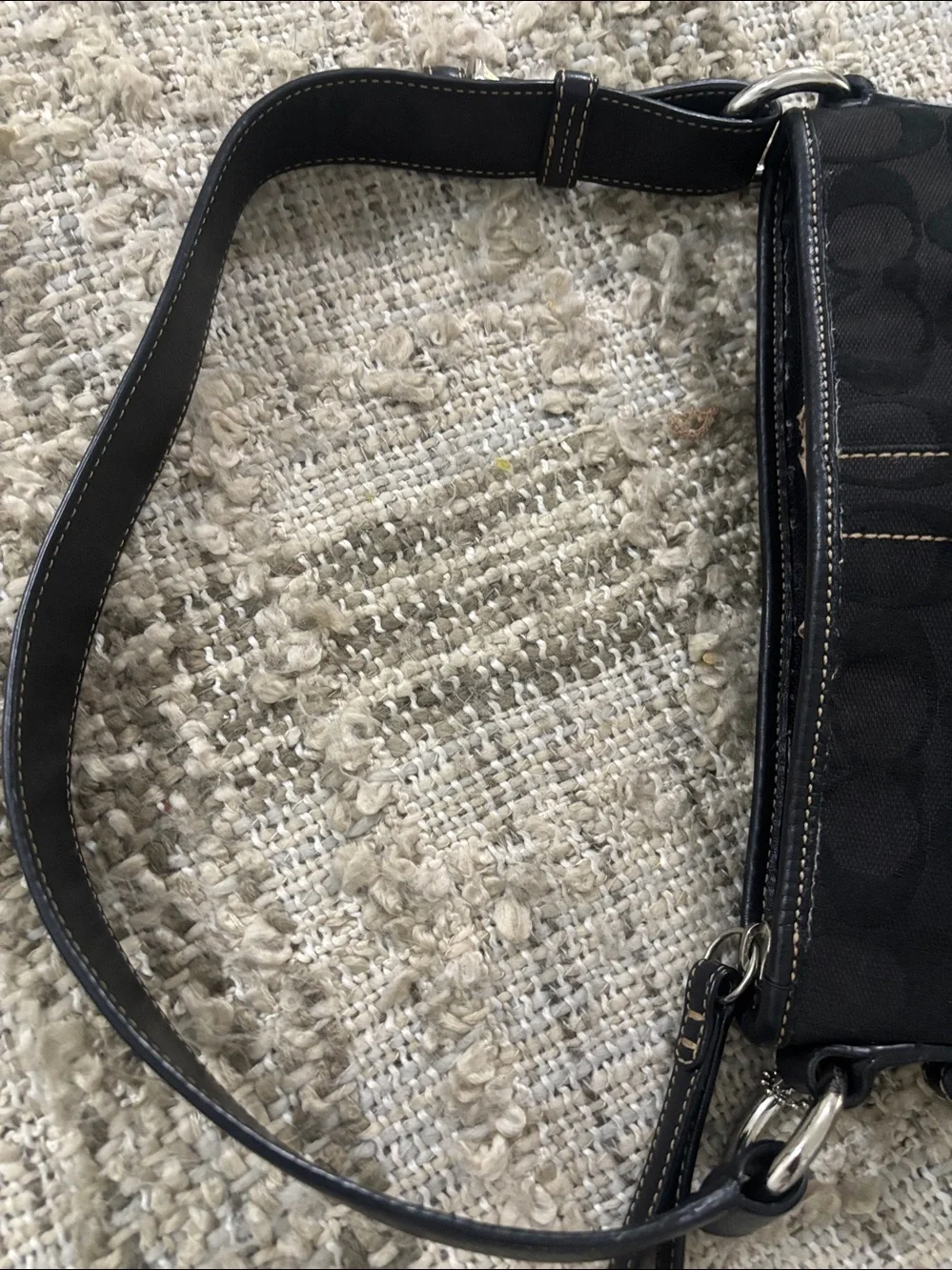 Coach‎ Black Signature Canvas Shoulder Hobo with Buckle Accents